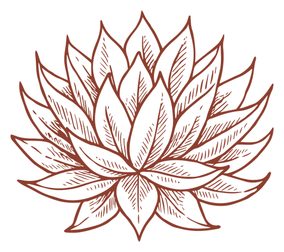 Espinoza Collective logo, a hand-drawn lotus flower mark